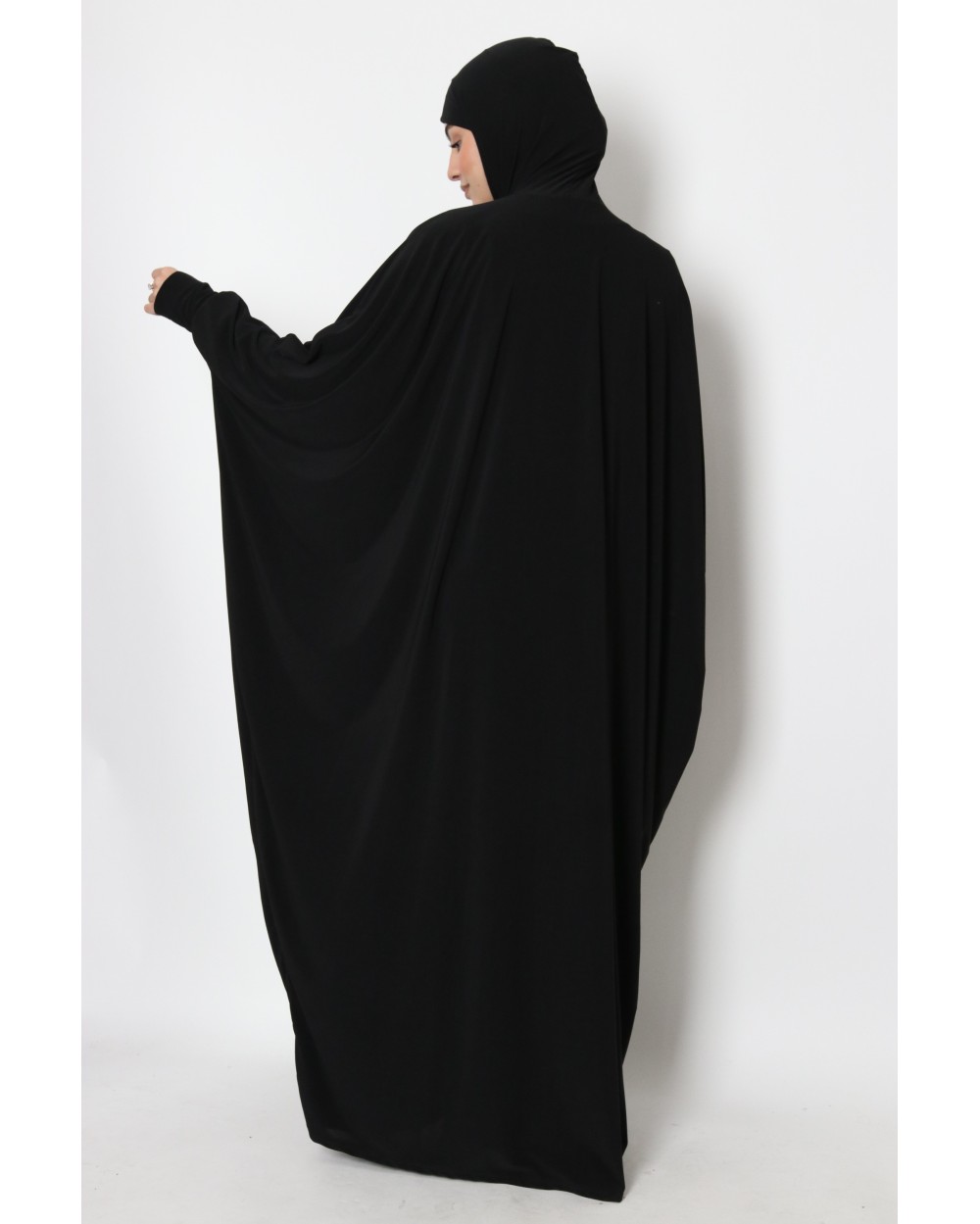 Integrated hooded butterfly abaya