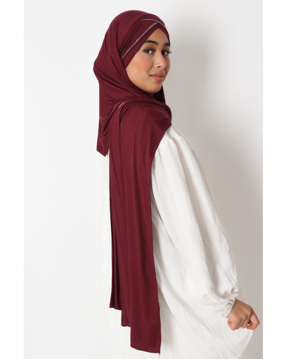 Jannah hijab to put on in rhinestone jersey
