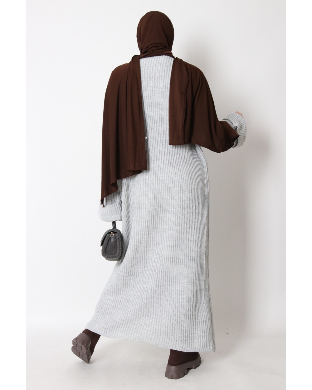 Ensemble robe pull sans manche et gilet long