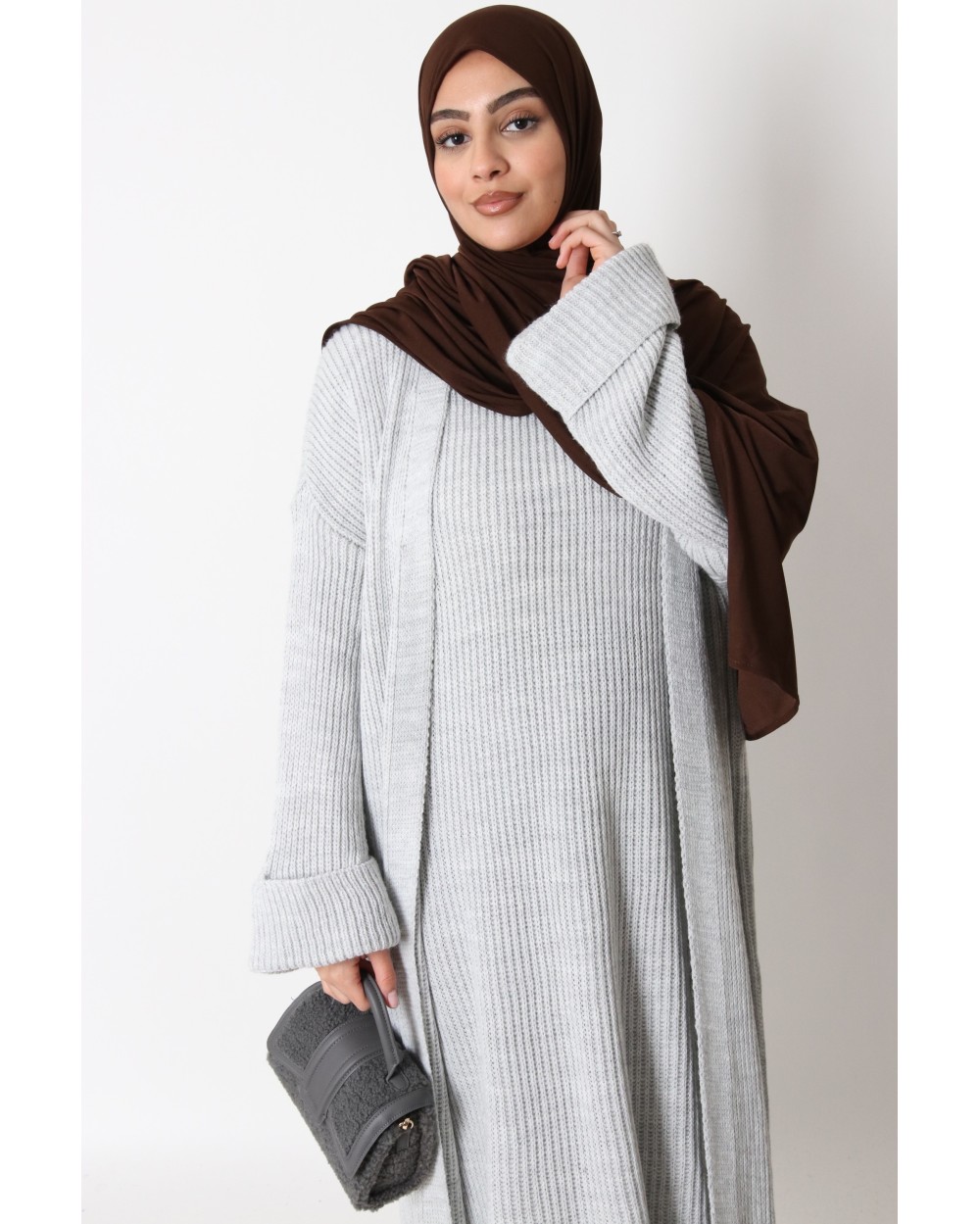 Ensemble robe pull sans manche et gilet long