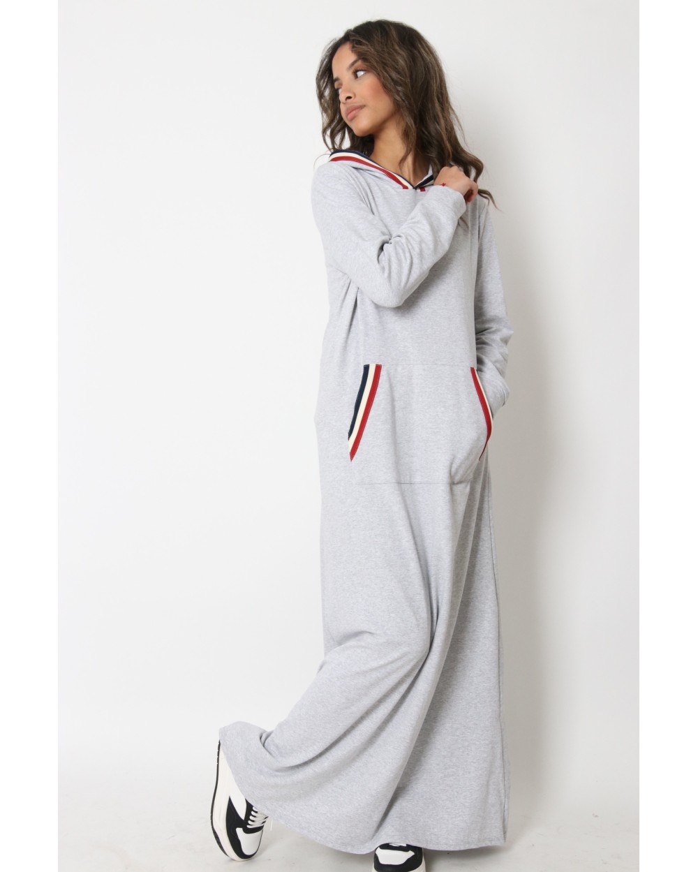 Danya sport long dress with hood and color stripes