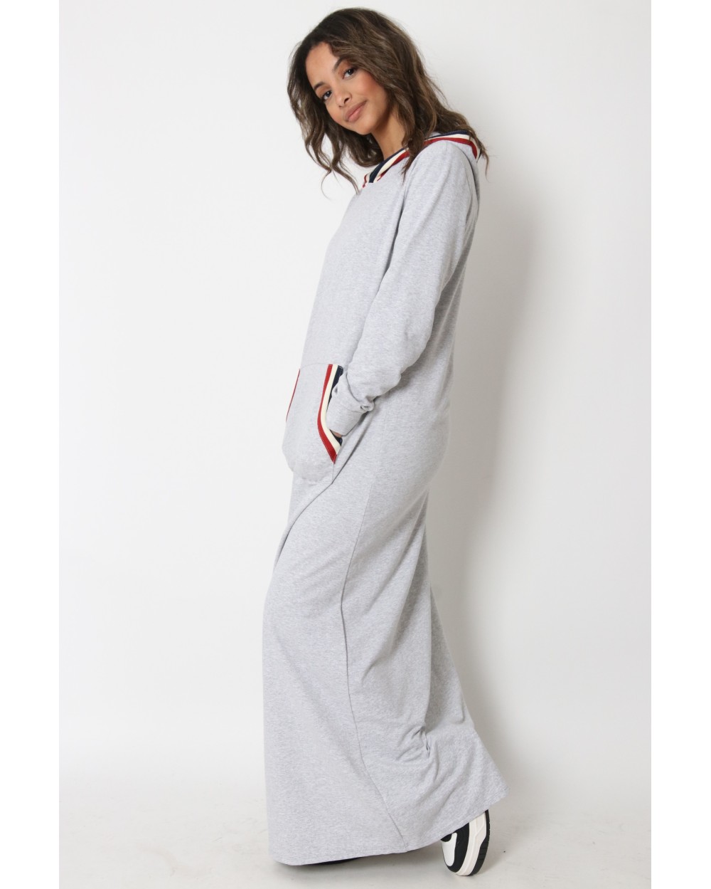 Danya sport long dress with hood and color stripes
