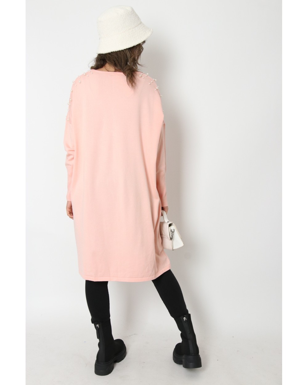 Maxi Pull TYTA perlé avec col rond pour femme