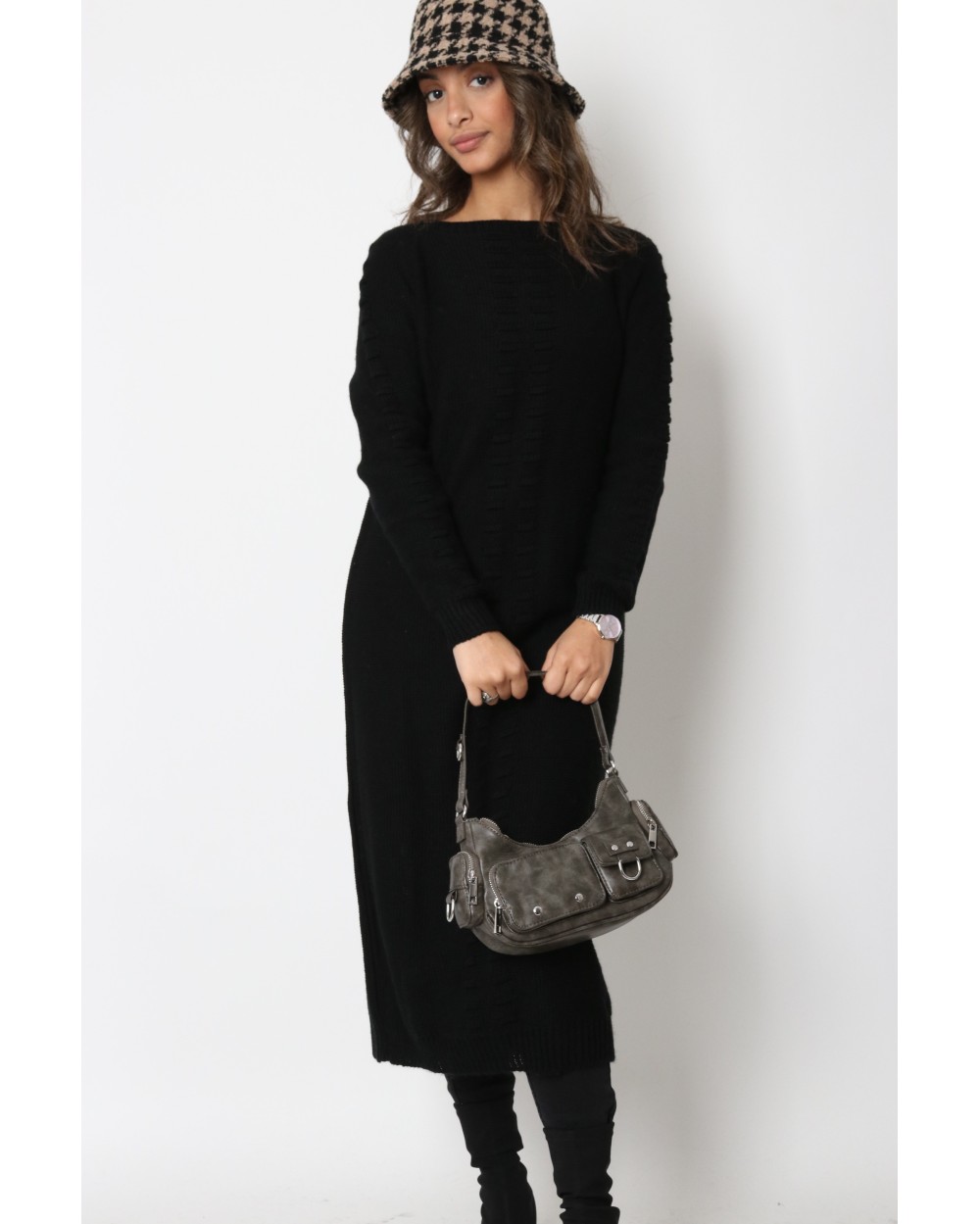 Rania openwork sweater dress