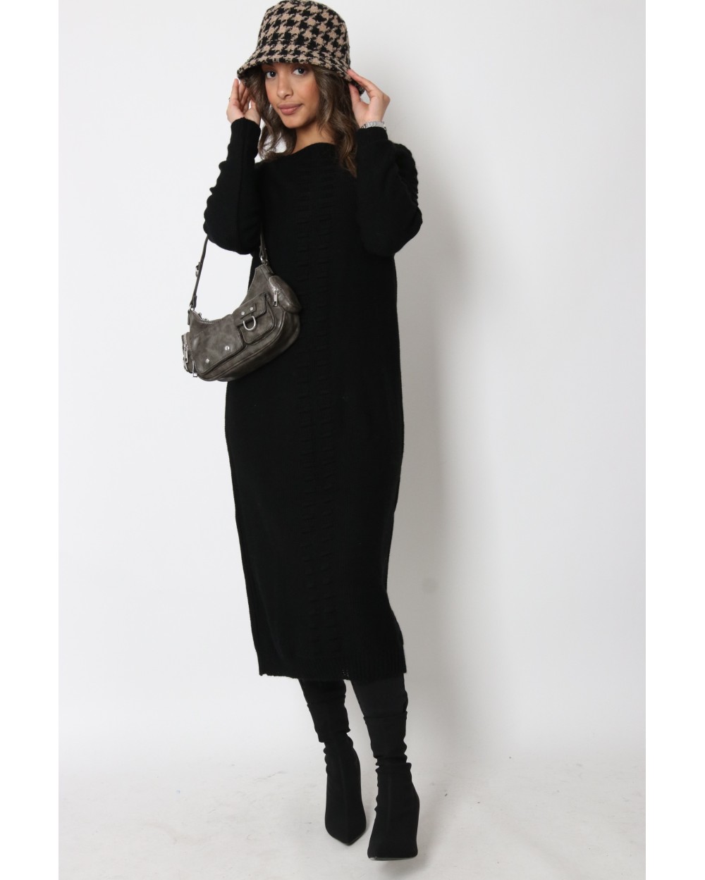 Rania openwork sweater dress