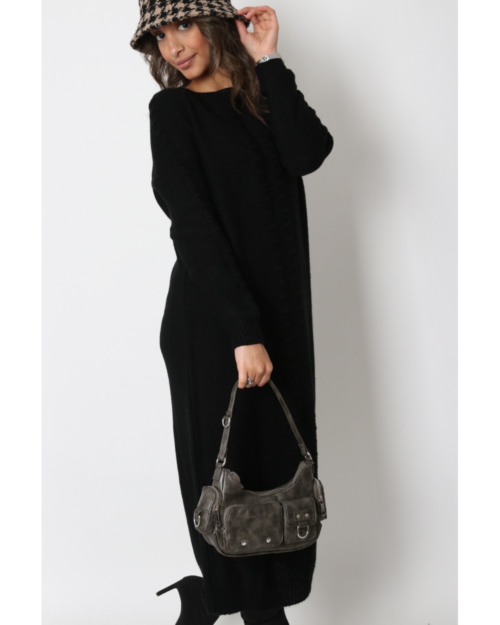 Rania openwork sweater dress