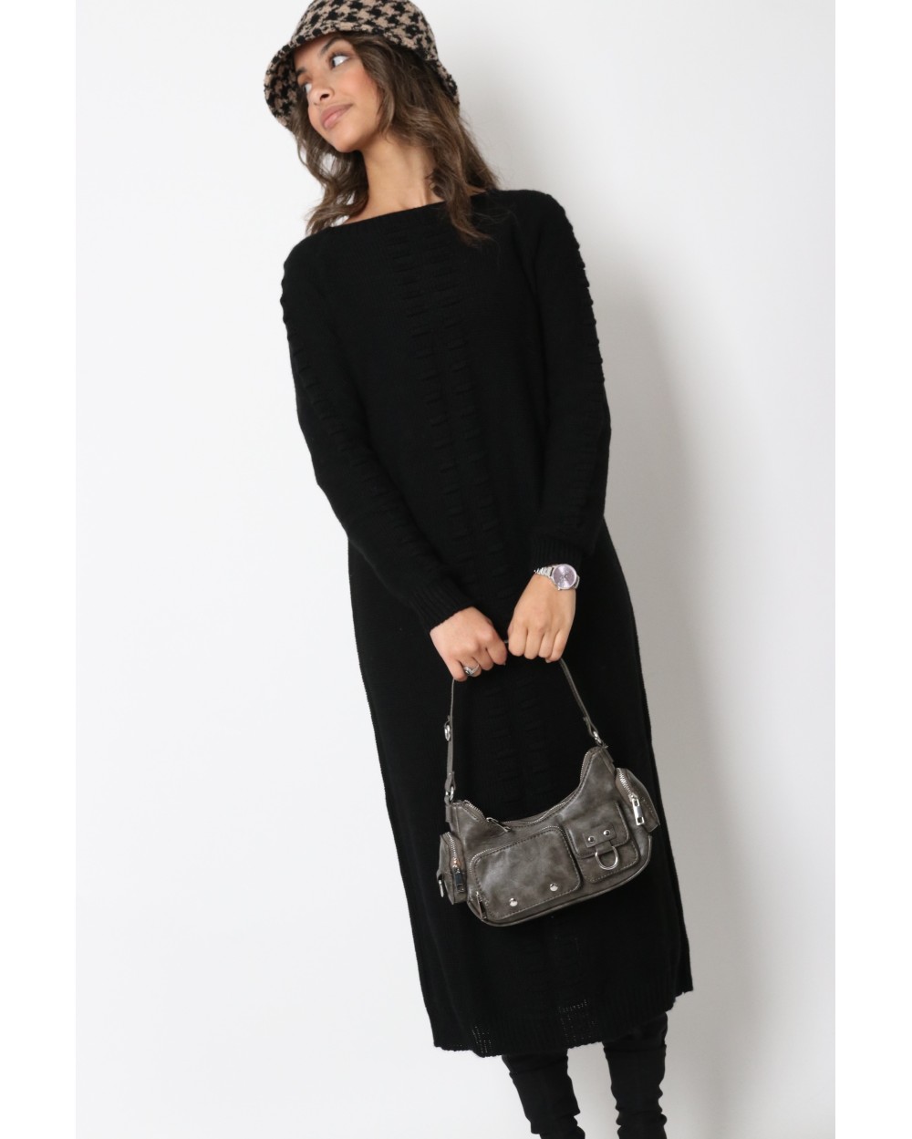 Rania openwork sweater dress