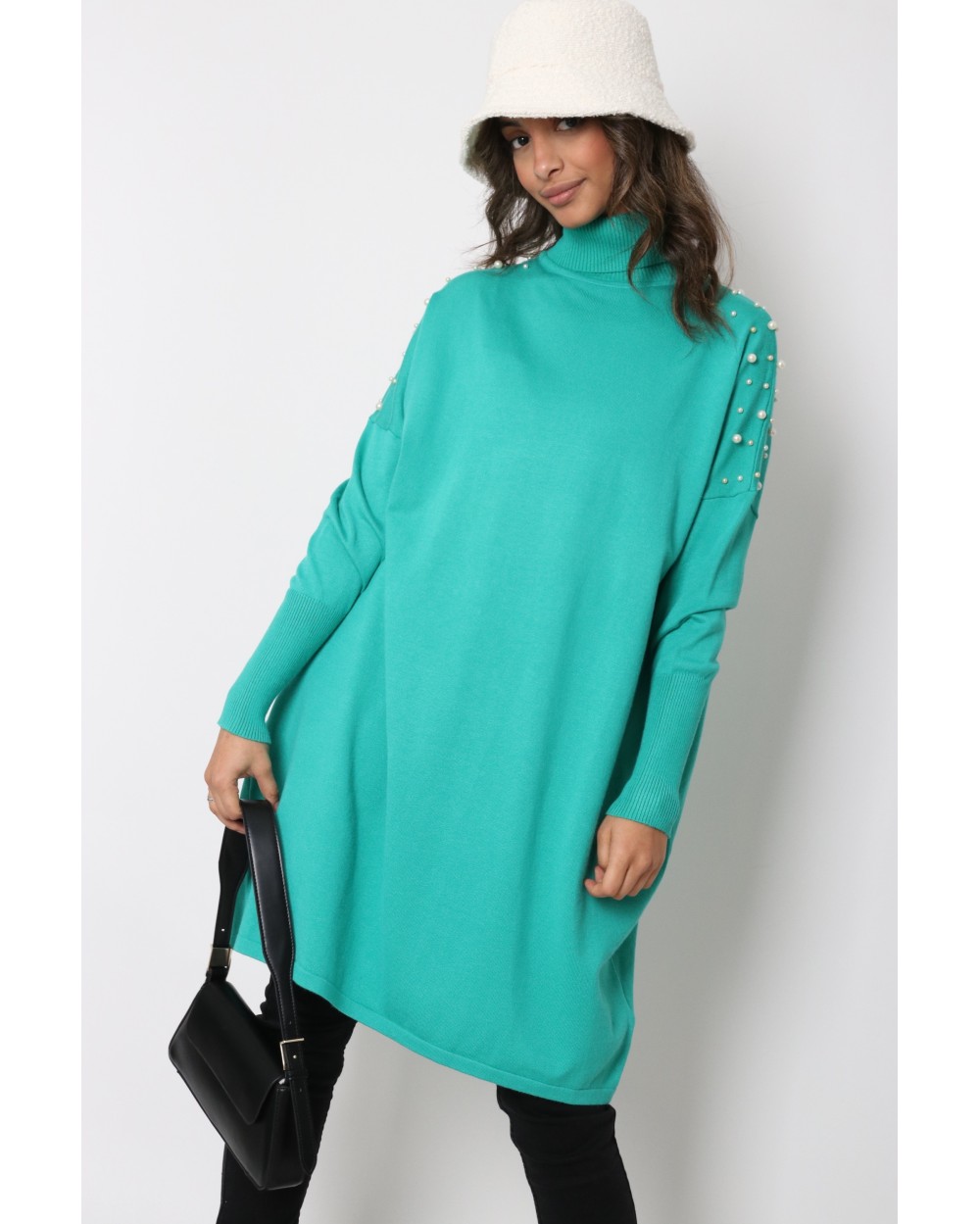 Maxi TYTA beaded sweater with turtleneck