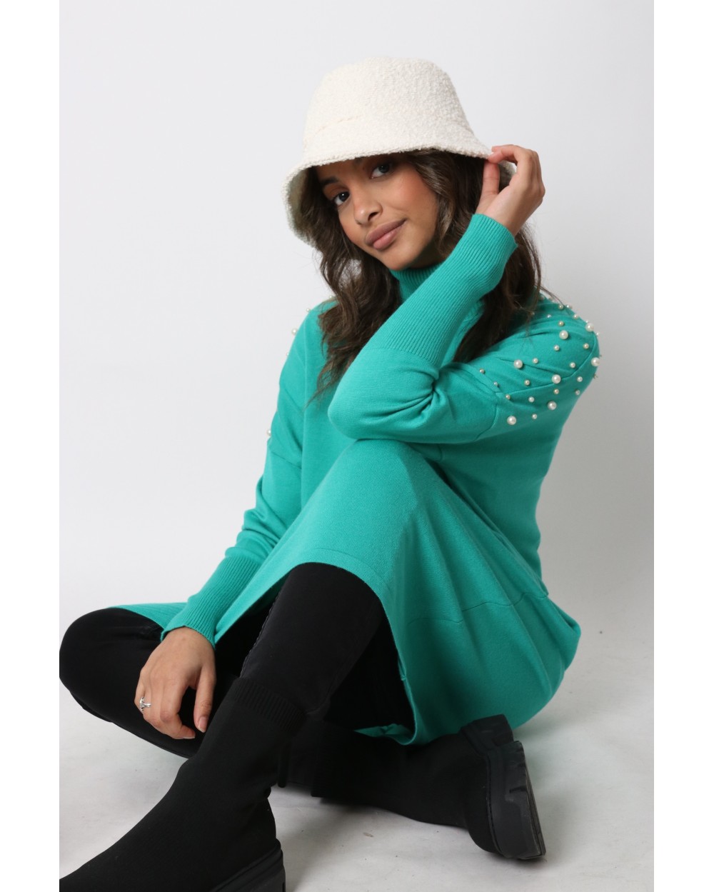 Maxi TYTA beaded sweater with turtleneck