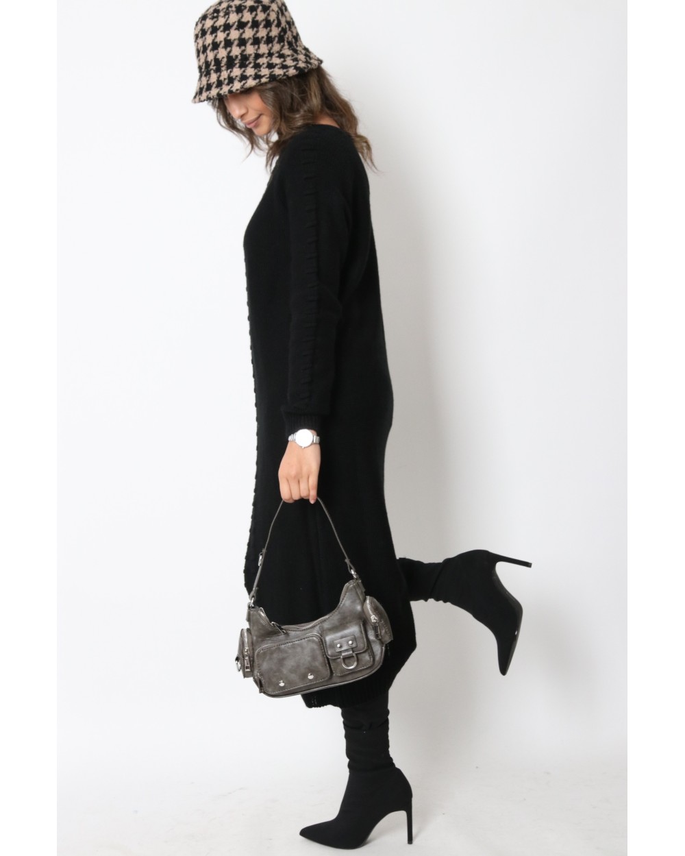 Rania openwork sweater dress