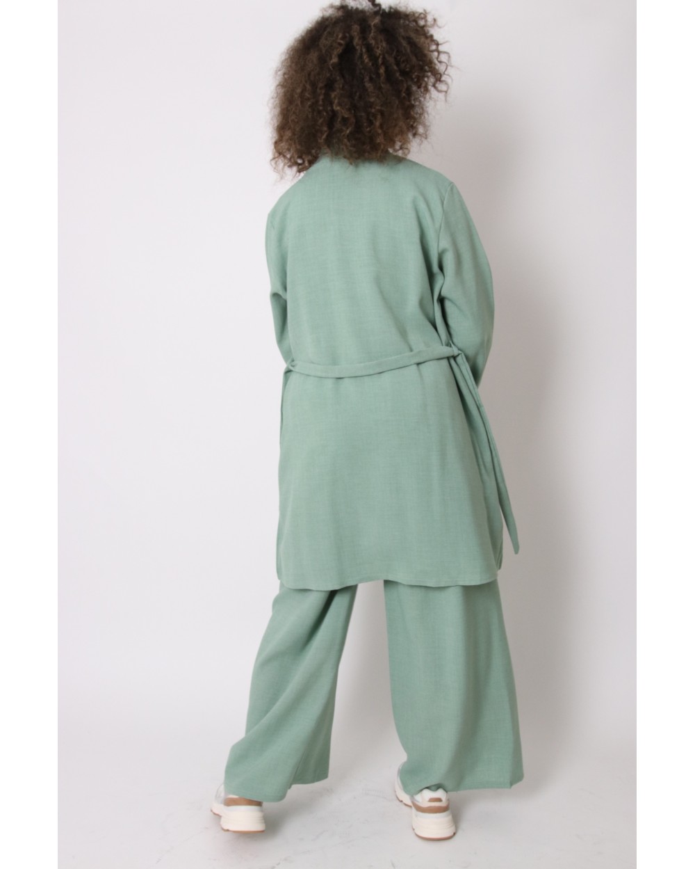 Ensemble kimono et pantalon effet lin