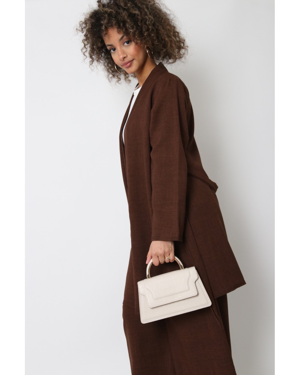 Linen effect kimono and pants set