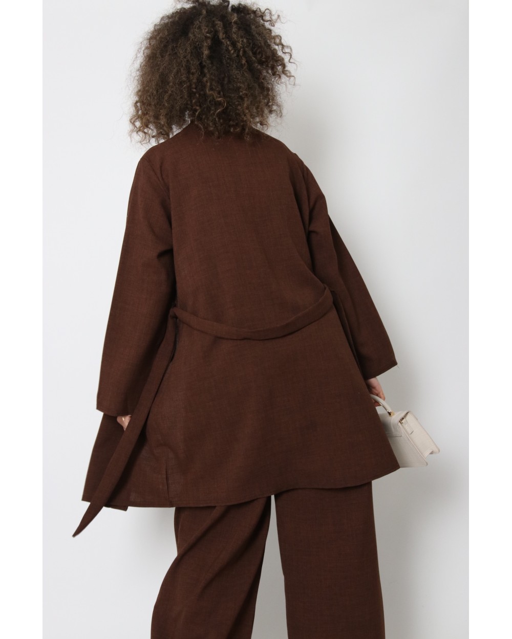 Ensemble kimono et pantalon effet lin