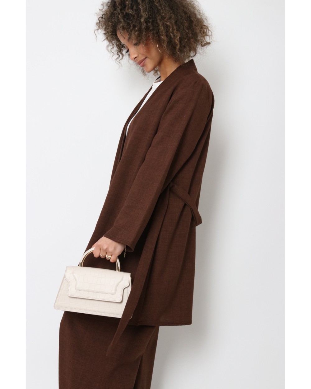 Linen effect kimono and pants set