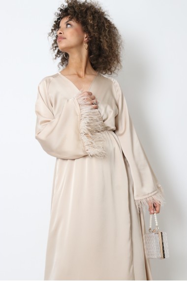 Robe abaya soyeuse plume