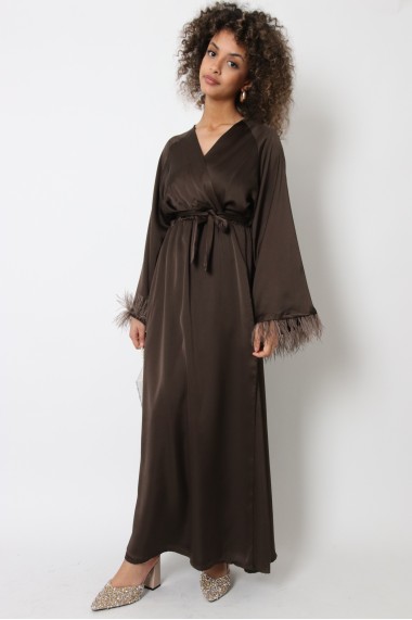 Robe abaya soyeuse plume
