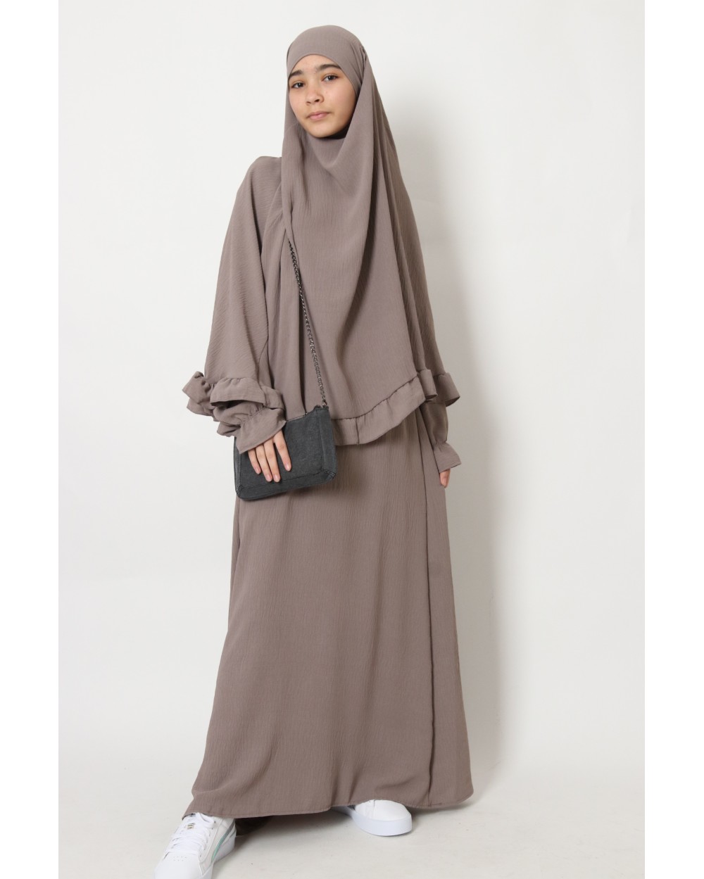 Ensemble khimar volants et abaya fille