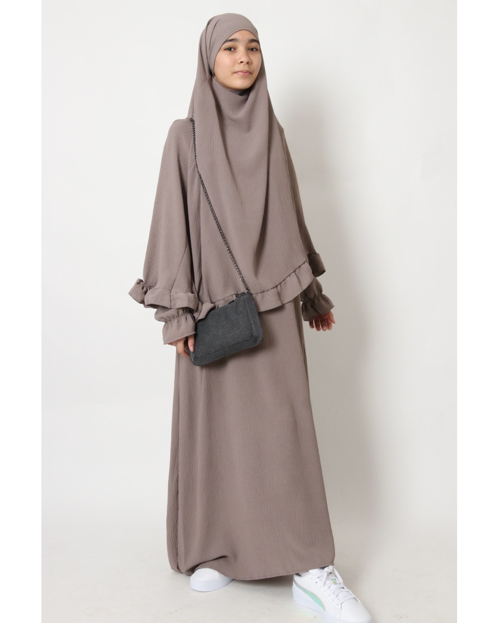 Ensemble khimar volants et abaya fille