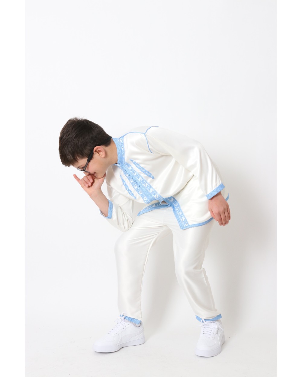 Jabador 3 pièces broderies garcon bleu ciel