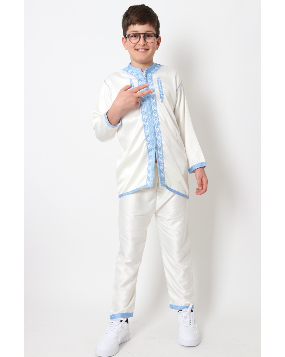 Jabador 3 pièces broderies garcon bleu ciel