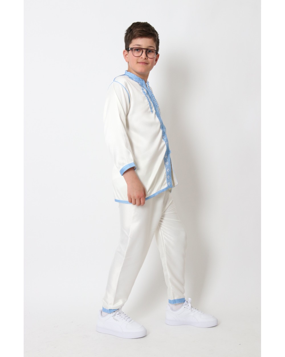 Jabador 3 pièces broderies garcon bleu ciel