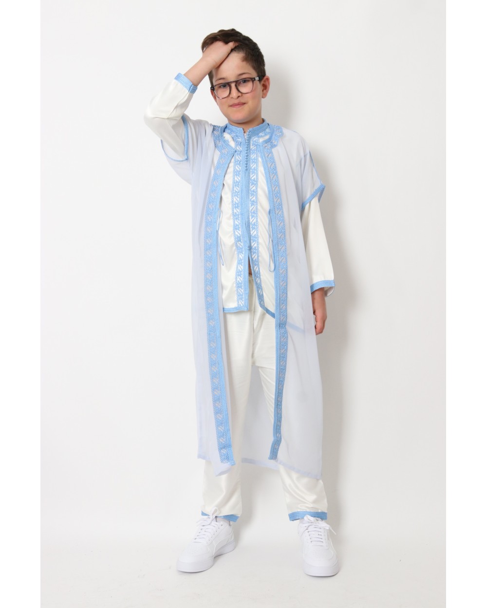 Jabador 3 pièces broderies garcon bleu ciel