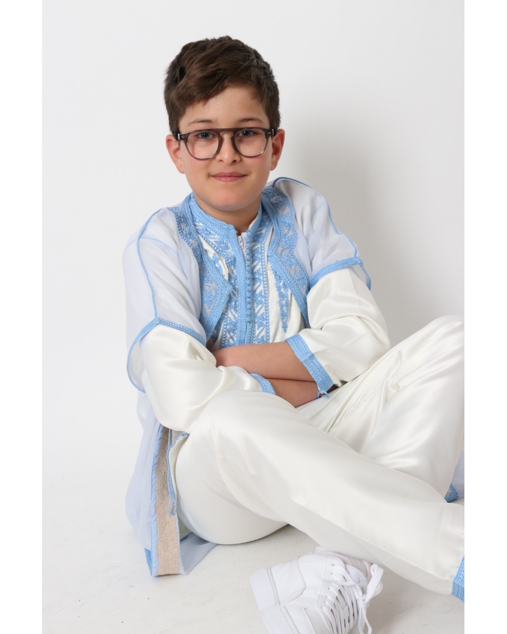 Jabador 3 pièces broderies garcon bleu ciel