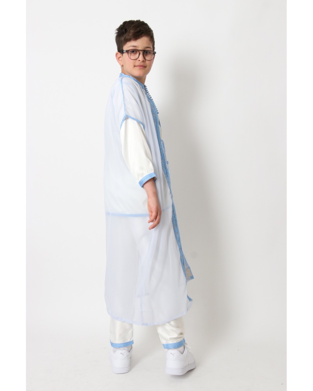 Jabador 3 pièces broderies garcon bleu ciel