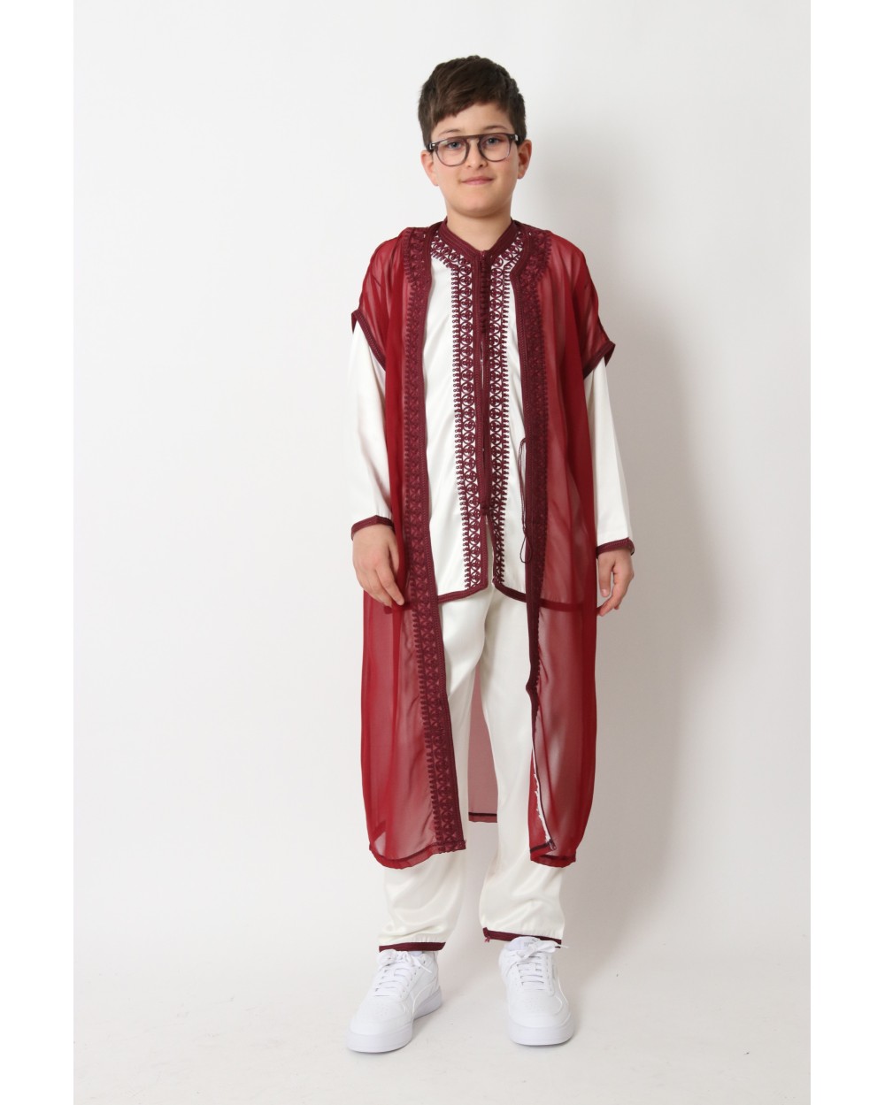 Jabador 3 pièces broderies garcon bordeaux