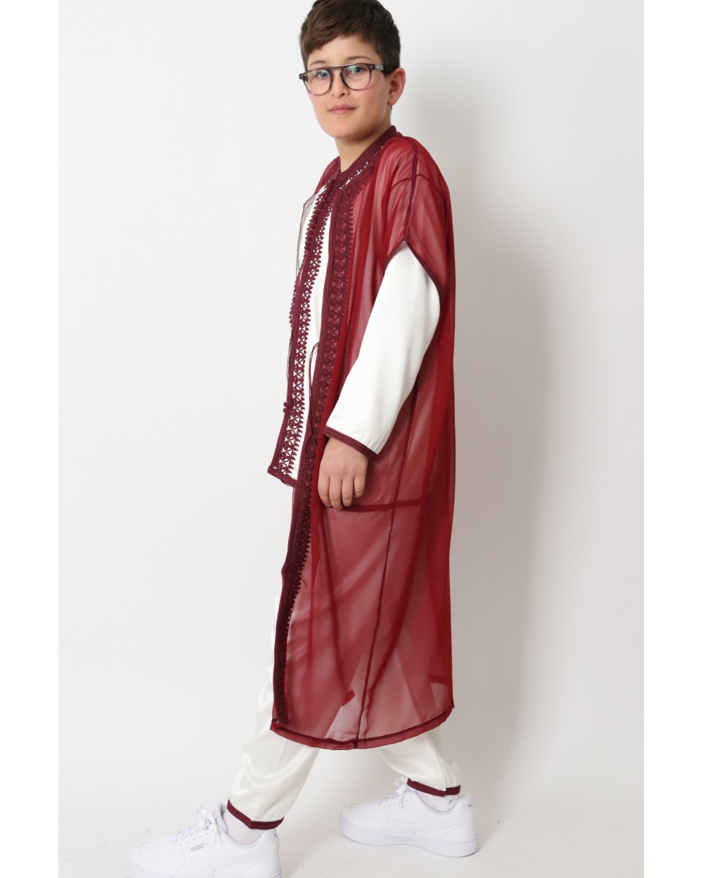 Jabador 3 pièces broderies garcon bordeaux