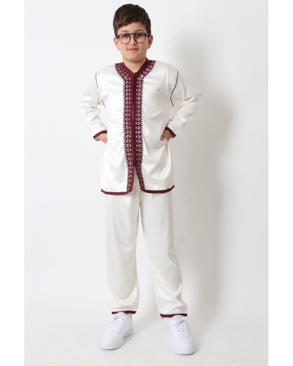 Jabador 3 pièces broderies garcon bordeaux