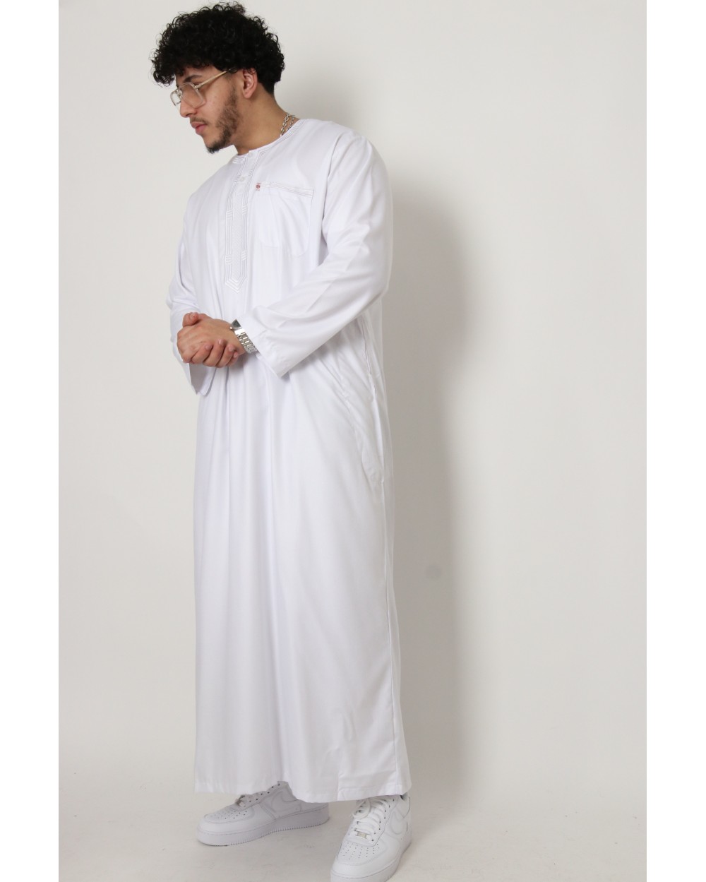 Qamis long coton broderie lineraire AFAQ LS