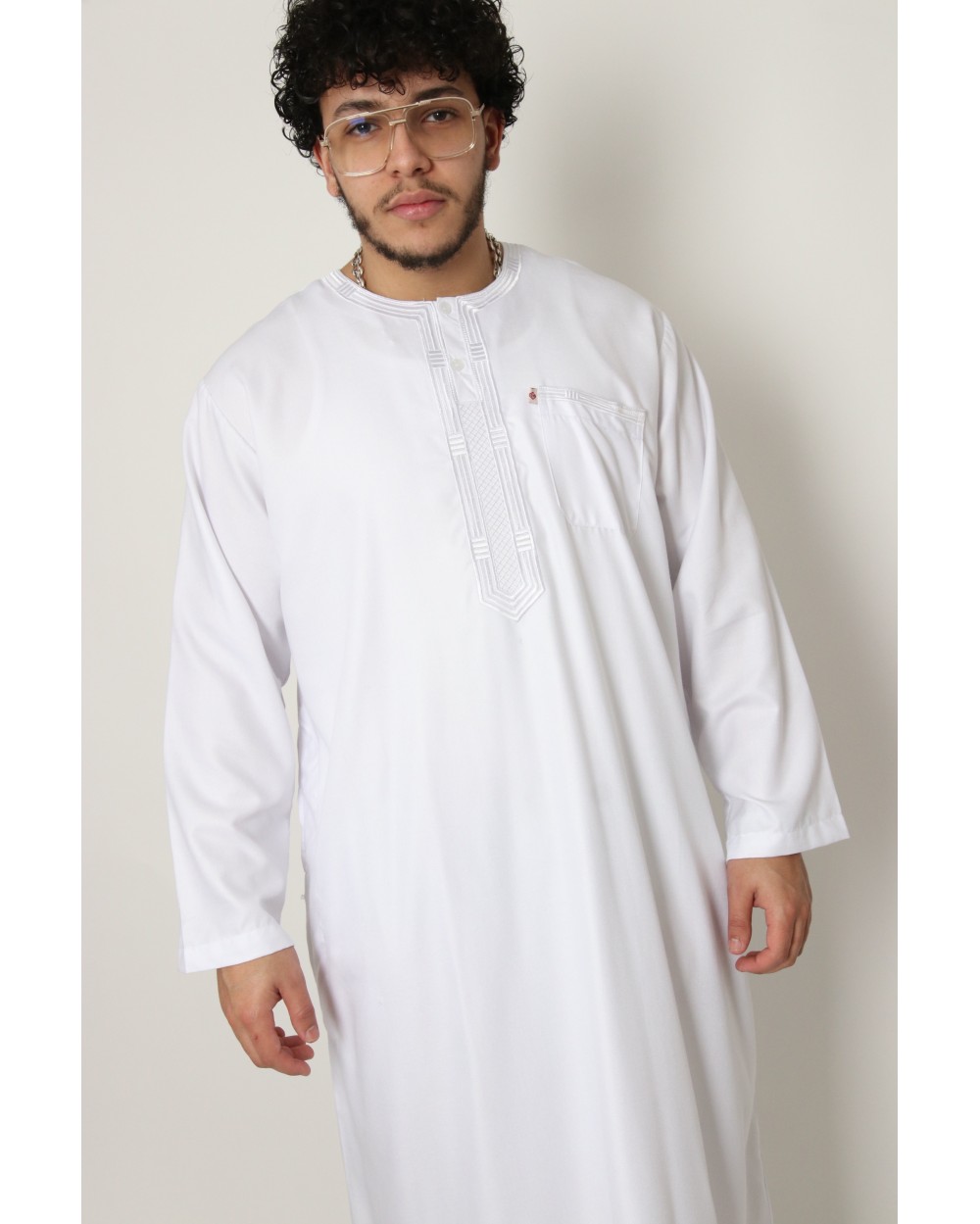 Qamis long coton broderie lineraire AFAQ LS
