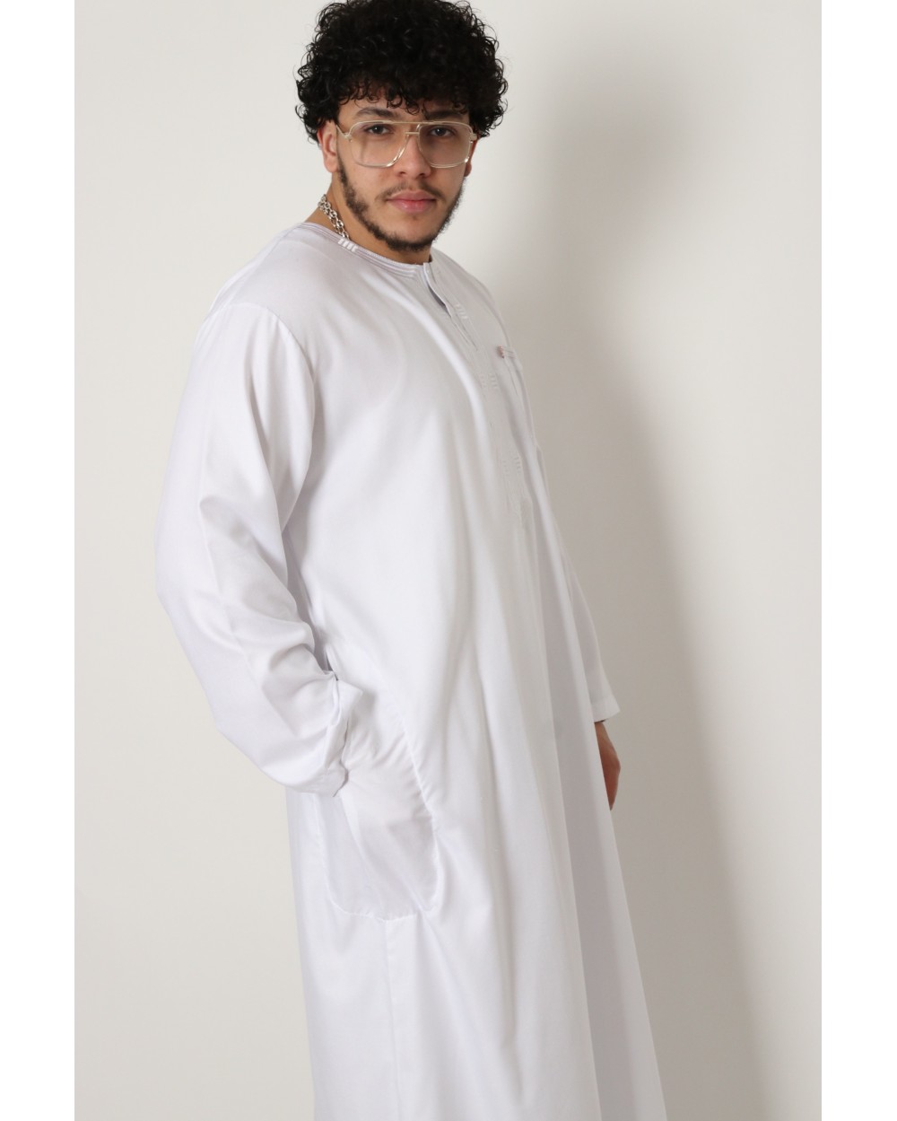 Qamis long coton broderie lineraire AFAQ LS