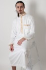Qamis long blanc Dubai col brodé doré