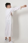 Long white thobe Dubai with golden embroidered collar for boy