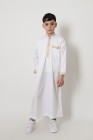 Long white thobe Dubai with golden embroidered collar for boy