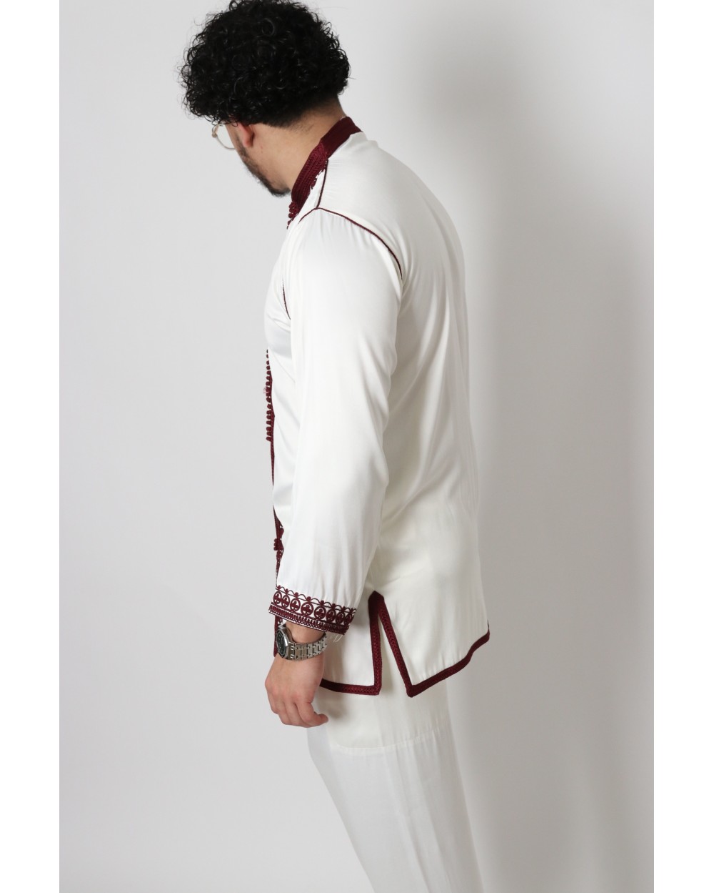 Jabador 3 piece mens burgundy embroidery