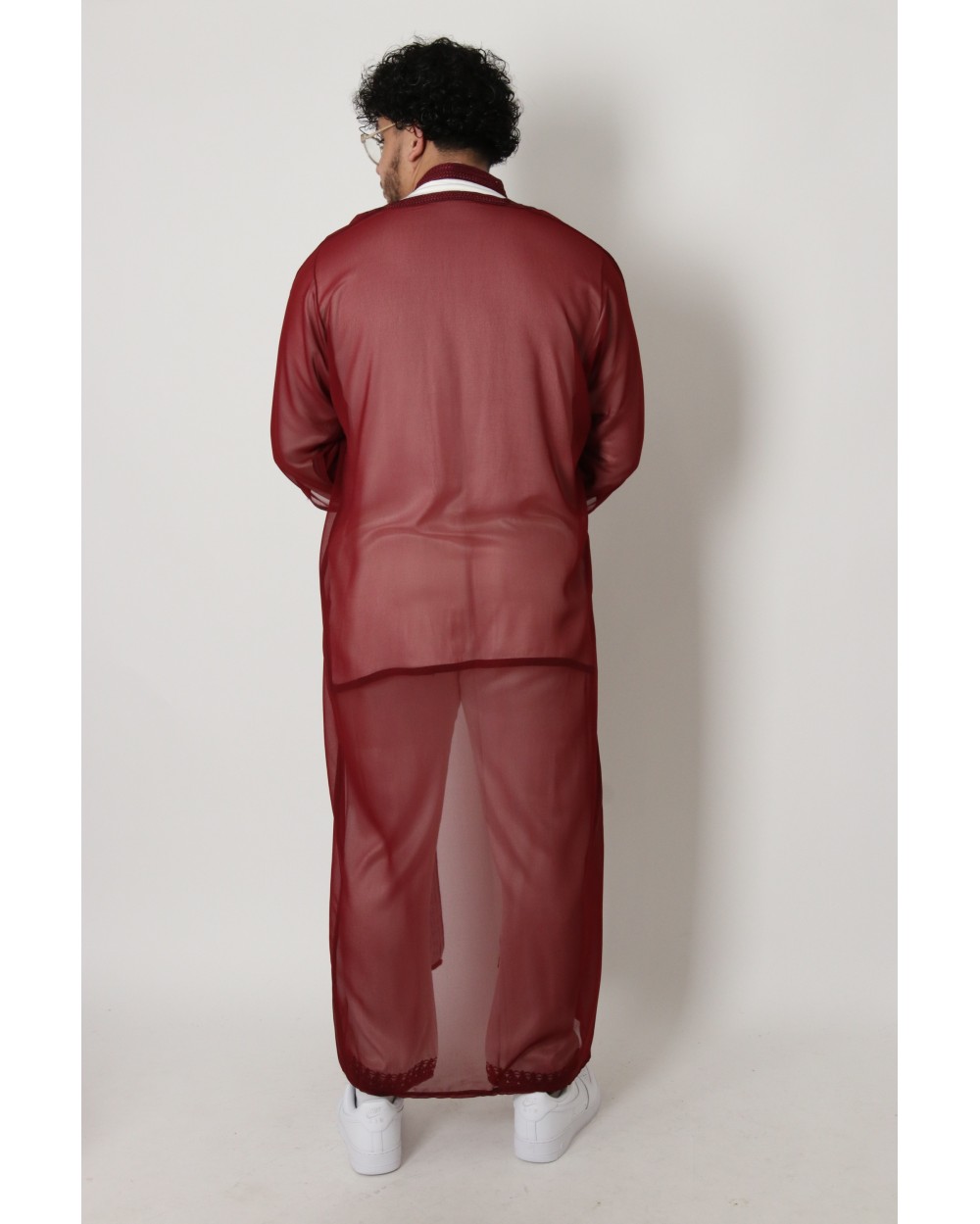 Jabador 3 piece mens burgundy embroidery