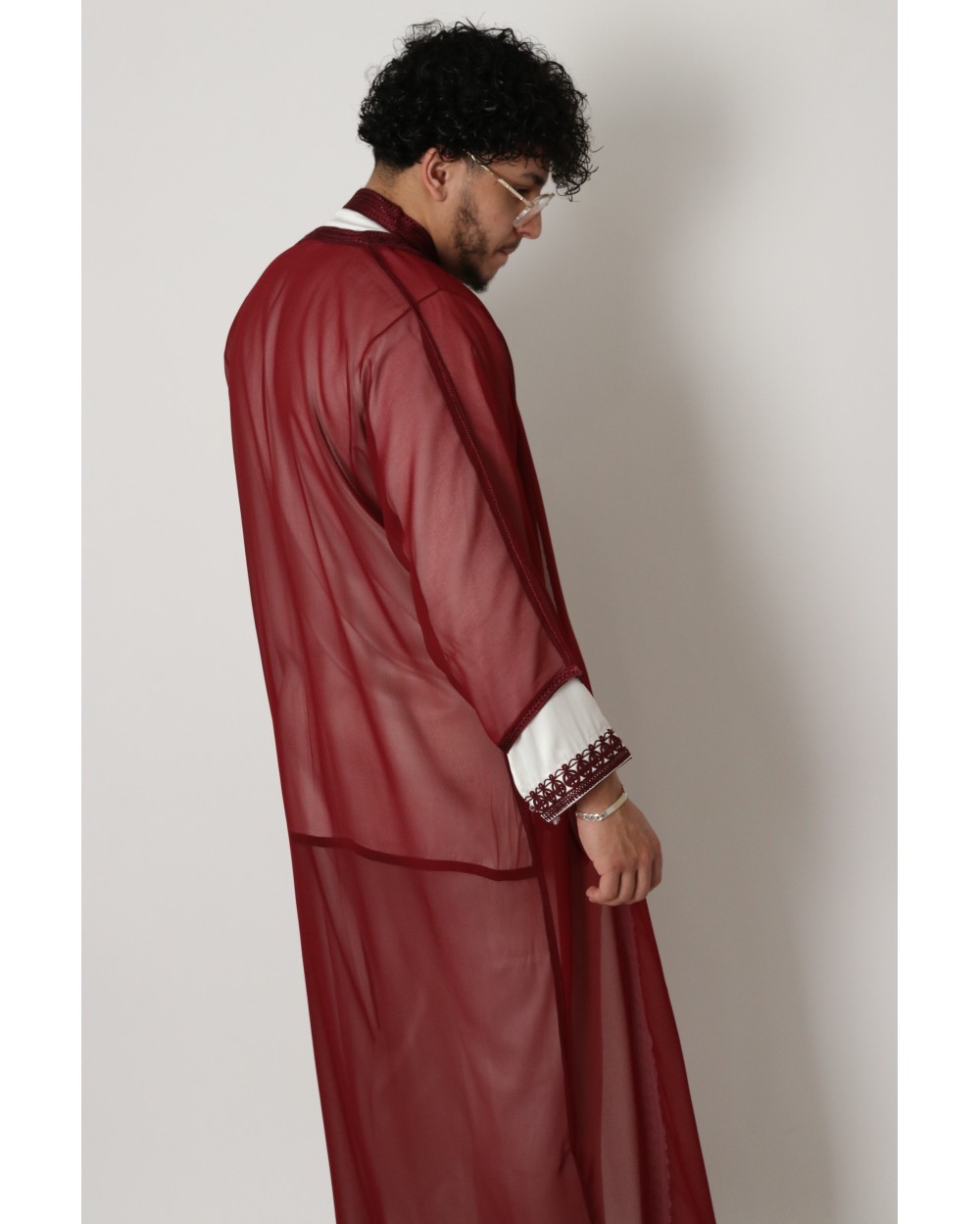 Jabador 3 piece mens burgundy embroidery