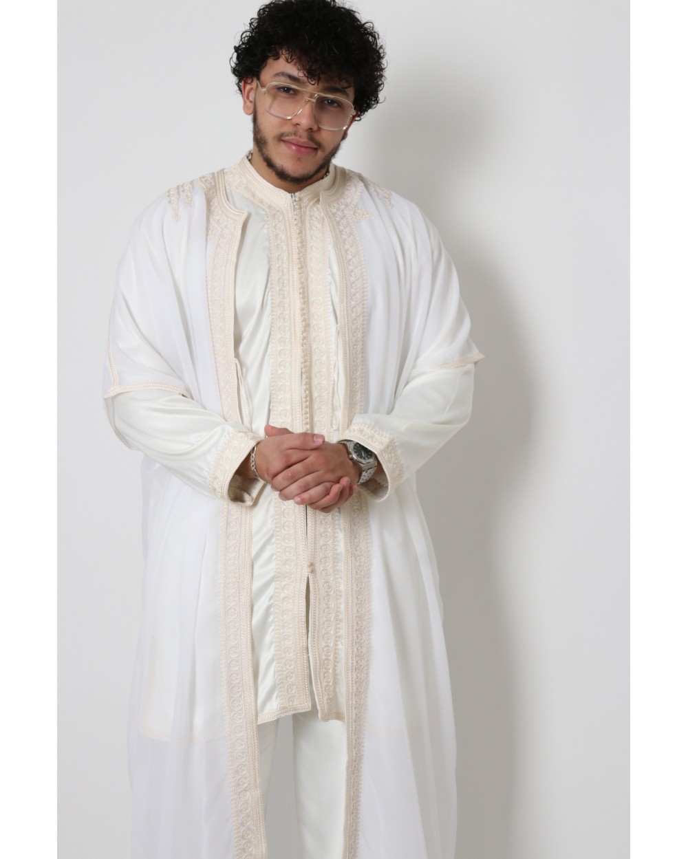 Jabador 3 pièces broderie homme ecru