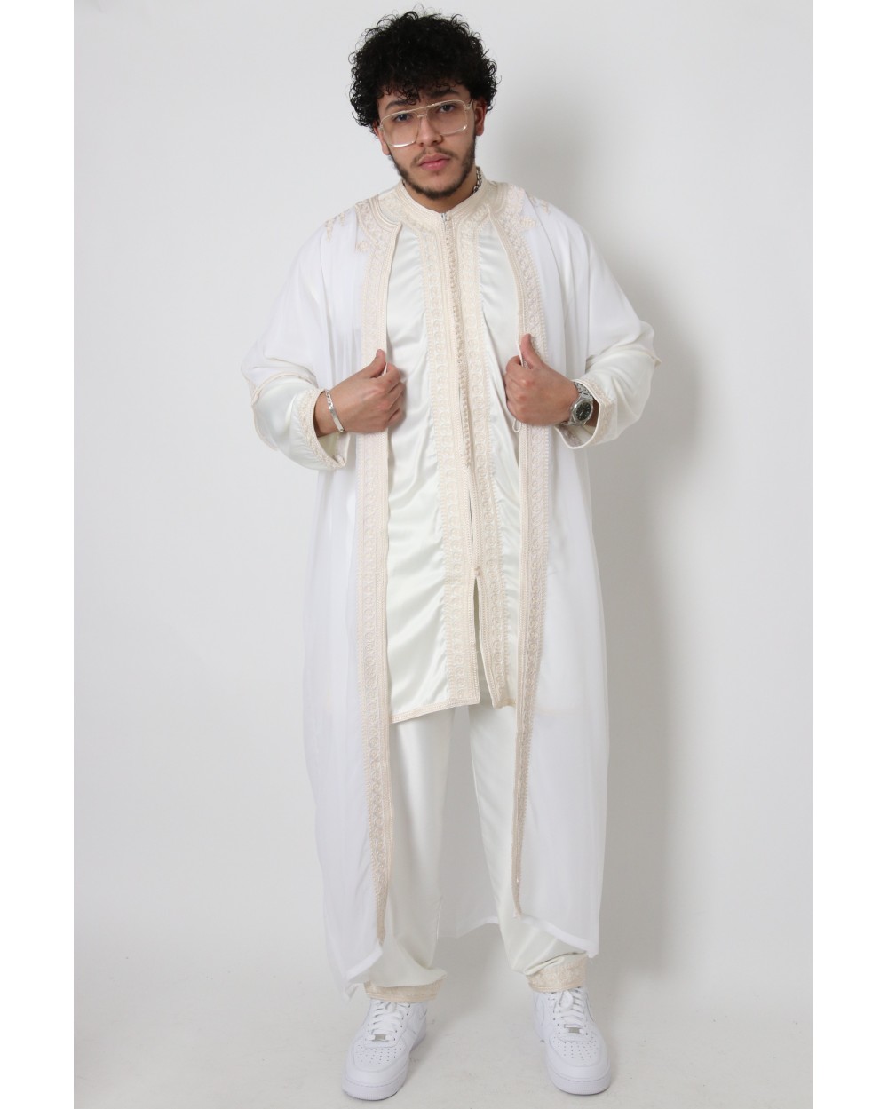 Jabador 3 pièces broderie homme ecru