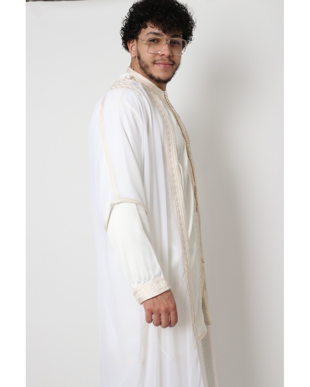 Jabador 3 piece embroidery mens ecru