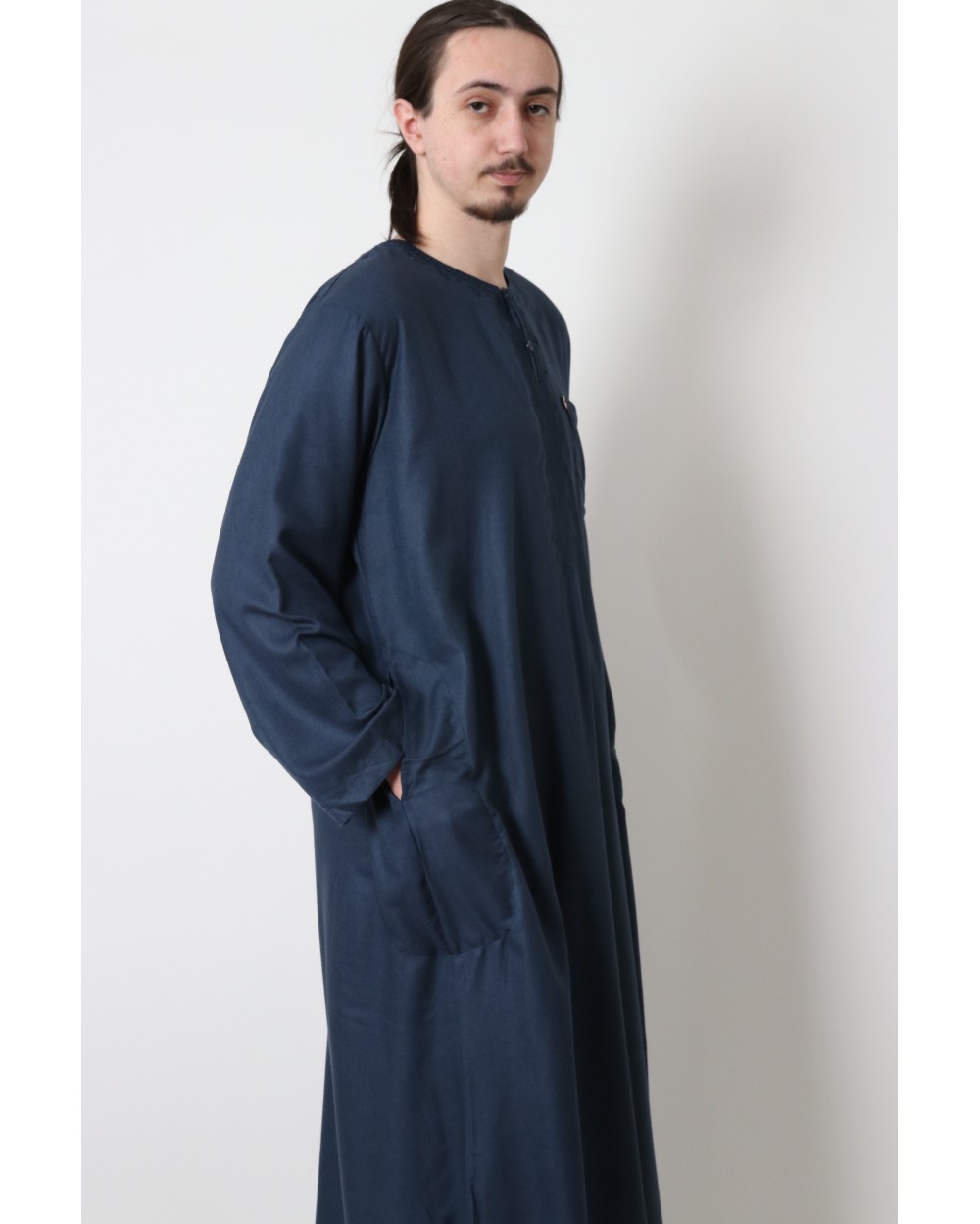 Qamis long coton broderie florale AFAQ LS