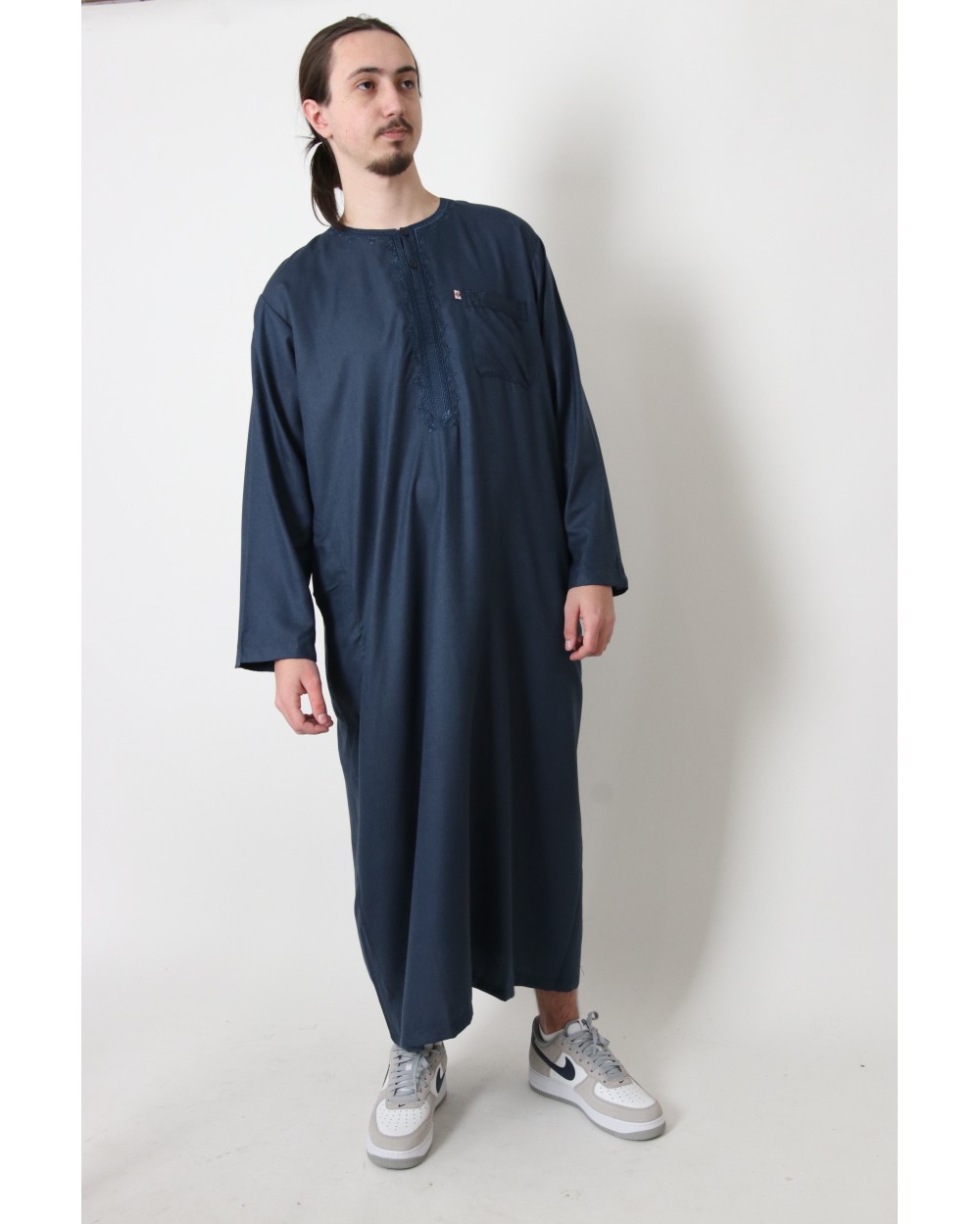 Qamis long coton broderie florale AFAQ LS