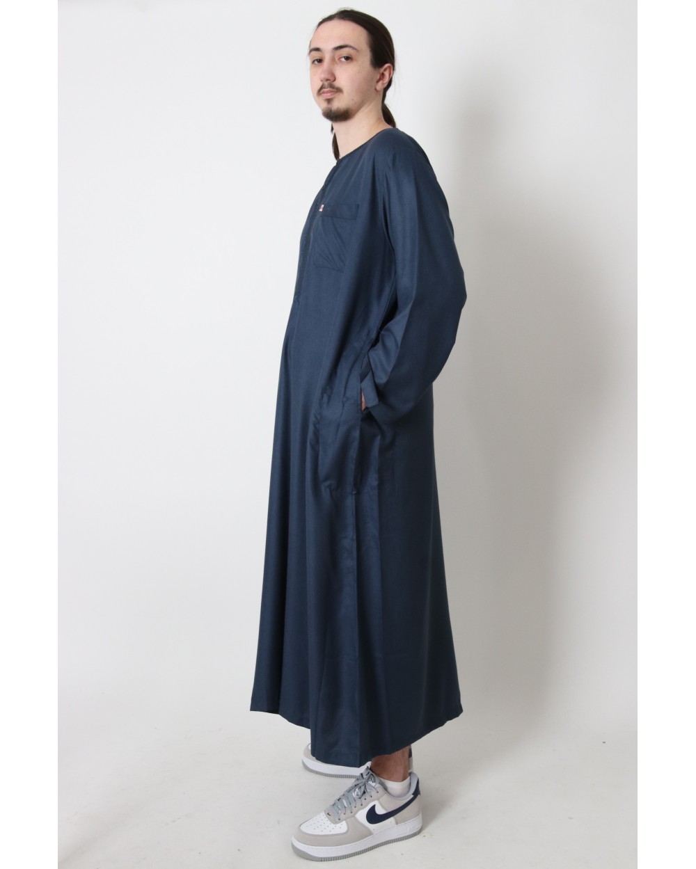 Qamis long coton broderie florale AFAQ LS