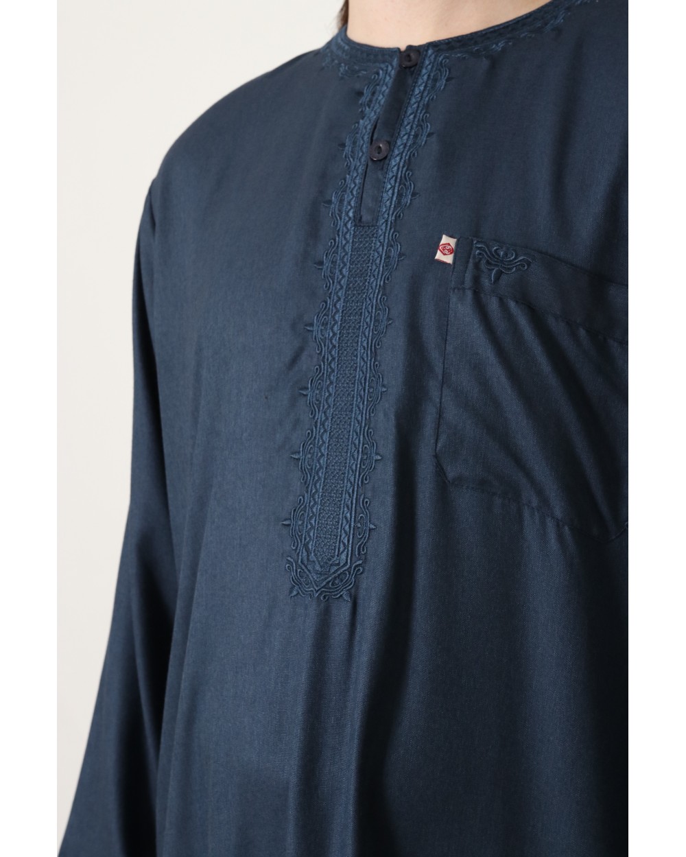 Qamis long coton broderie florale AFAQ LS