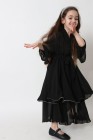Abaya Kimono ruffles muslin with rhinestones for girls