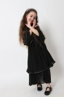 Abaya Kimono ruffles muslin with rhinestones for girls