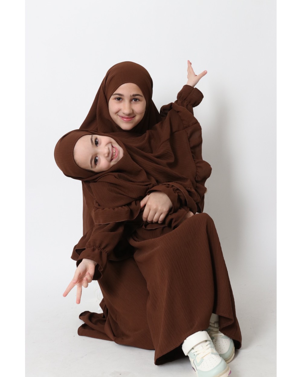 Girls ruffled khimar and abaya set